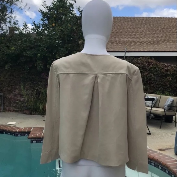 Vintage Elie Tahari Beige  SilkCrop Swing Blazer SzM - Picture 6 of 8